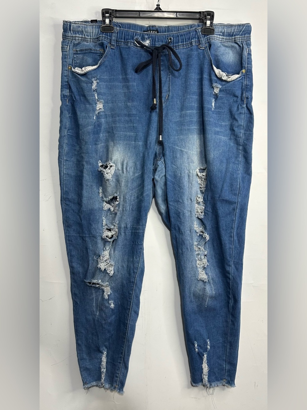 Elite Jeans Distressed Raw Hem Elastic Waist Jeans 3X